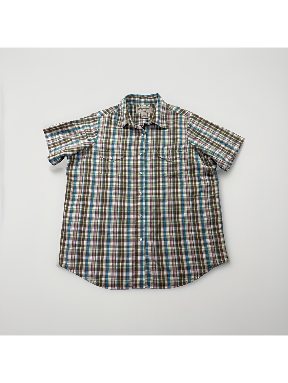 Wrangler Wrancher Women's Size Pink Plaid Multicolor Size L Pearl Snap Shirt